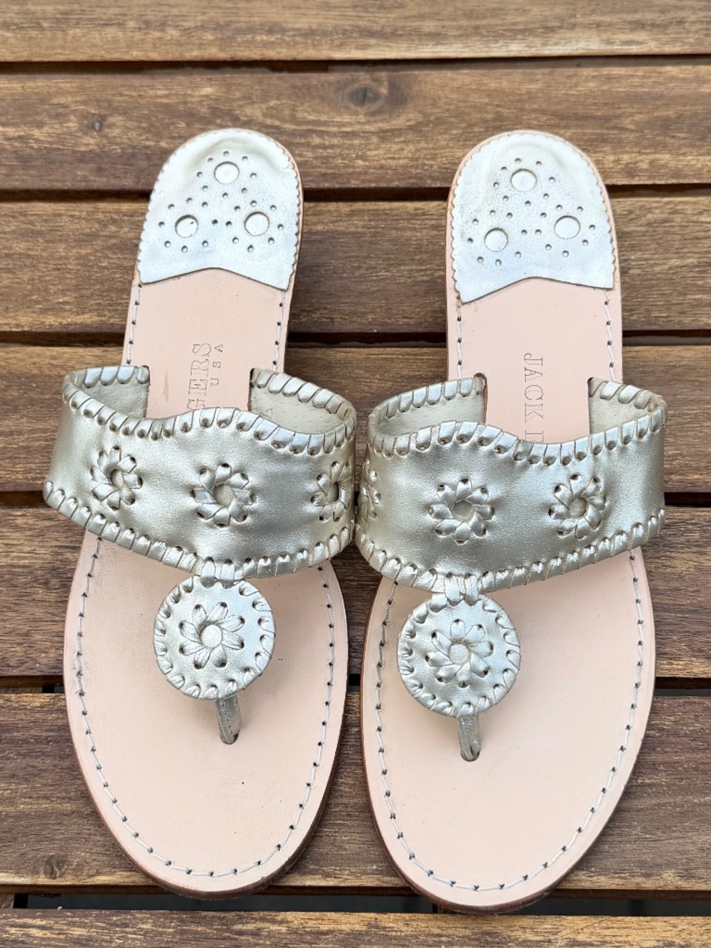 Jack Rogers Signature Jacks Flat Sandals (Platinum)